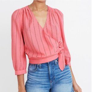 Pink Madewell Wrap Blouse with Tie